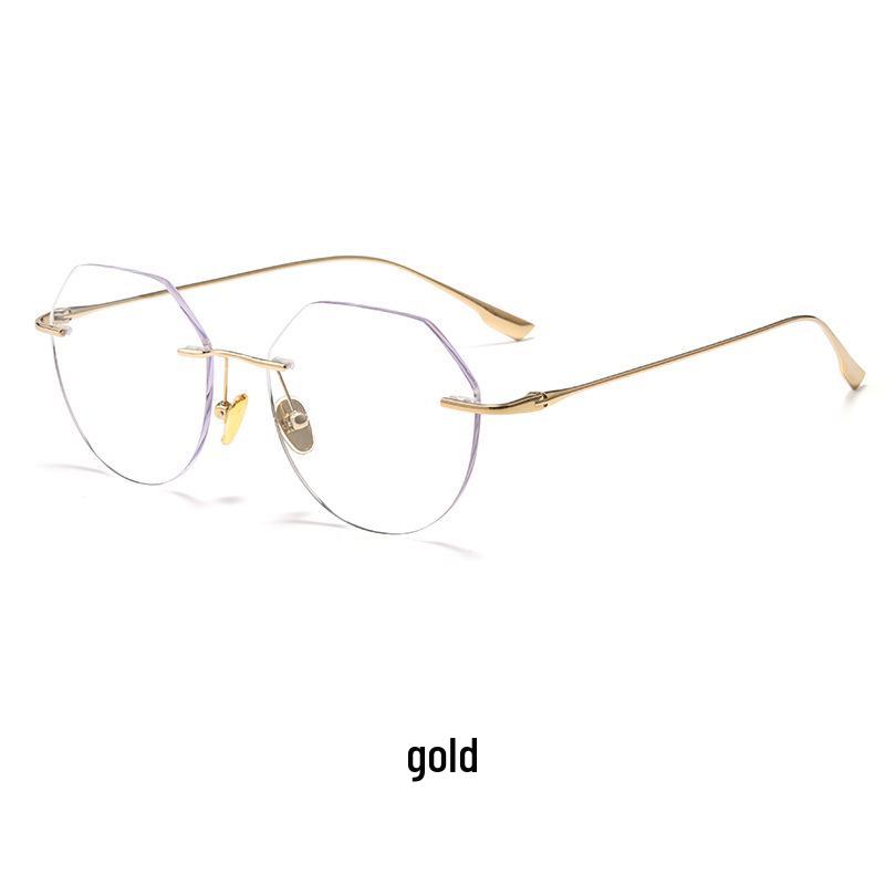

Ultra-Light Anti-Blue Light Rimless Matte Finish Pure Titanium Glasses Frame for Women золотий