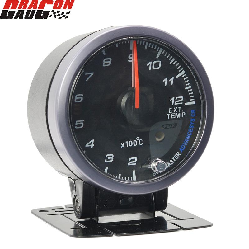 Dragon 60mm Car Ext Temp Gauge Exhaust Gas Temperature Meter Temperature Red and White blackLight Free Shipping