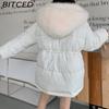 BITCED Detachable Oversized Fur Collar Down Jacket for Women Winter Thickened Waist-Defining Fur-Trimmed Parka
