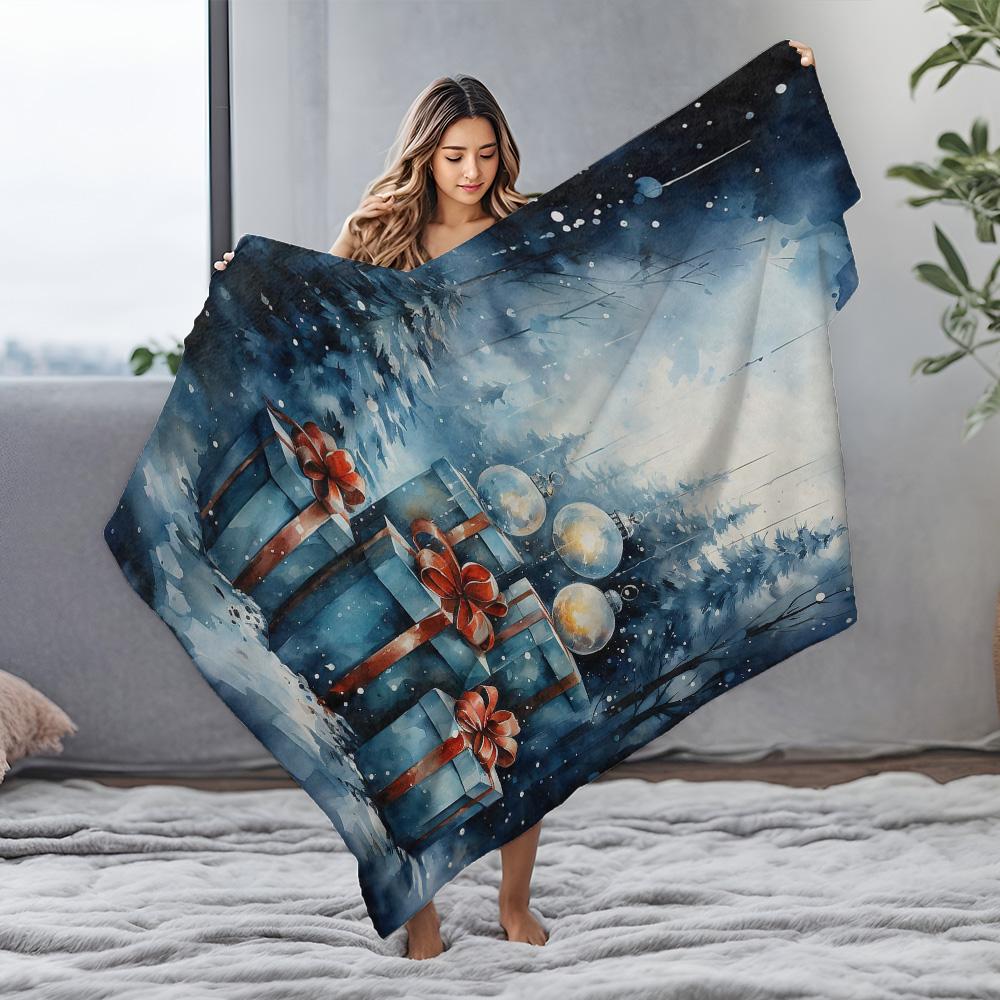 Tuniu Winter Christmas Gift Box Fleece Blanket Sofa Bed Throw Warm Cozy Decorative Throw Blanket
