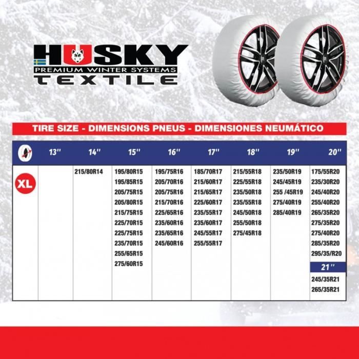 Chaussette Neige - Husky - Taille XL - Textile - Homologation B26 - Compatible ABS