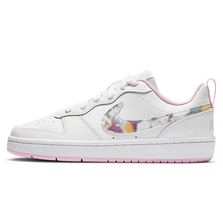 New Nike Court Bourough Low 2 SE Floral Swoosh GS CK5426-100