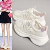 Fashion 2025 New Summer Thin Web Red Sneakers Women's Internal Heel Increase Sports Shoes Versatile Casual Thick Bottom White Mesh Shoes
