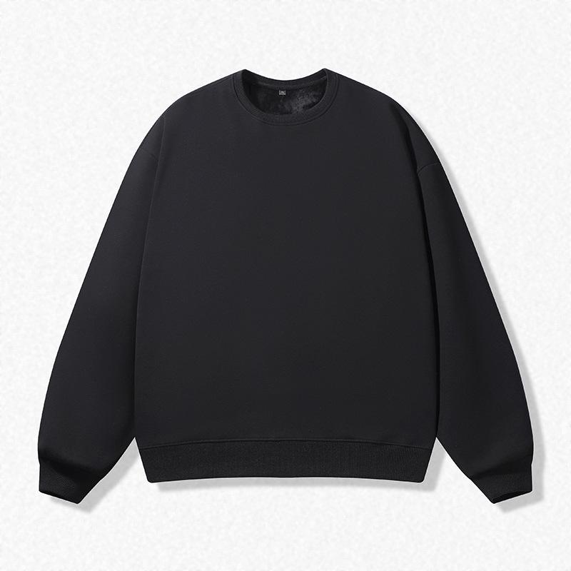 Unisex casualowa bluza z kapturem podszyta polarem: Okrągły dekolt, Luźny krój, Duży rozmiar, Długi rękaw, Idealny dla par