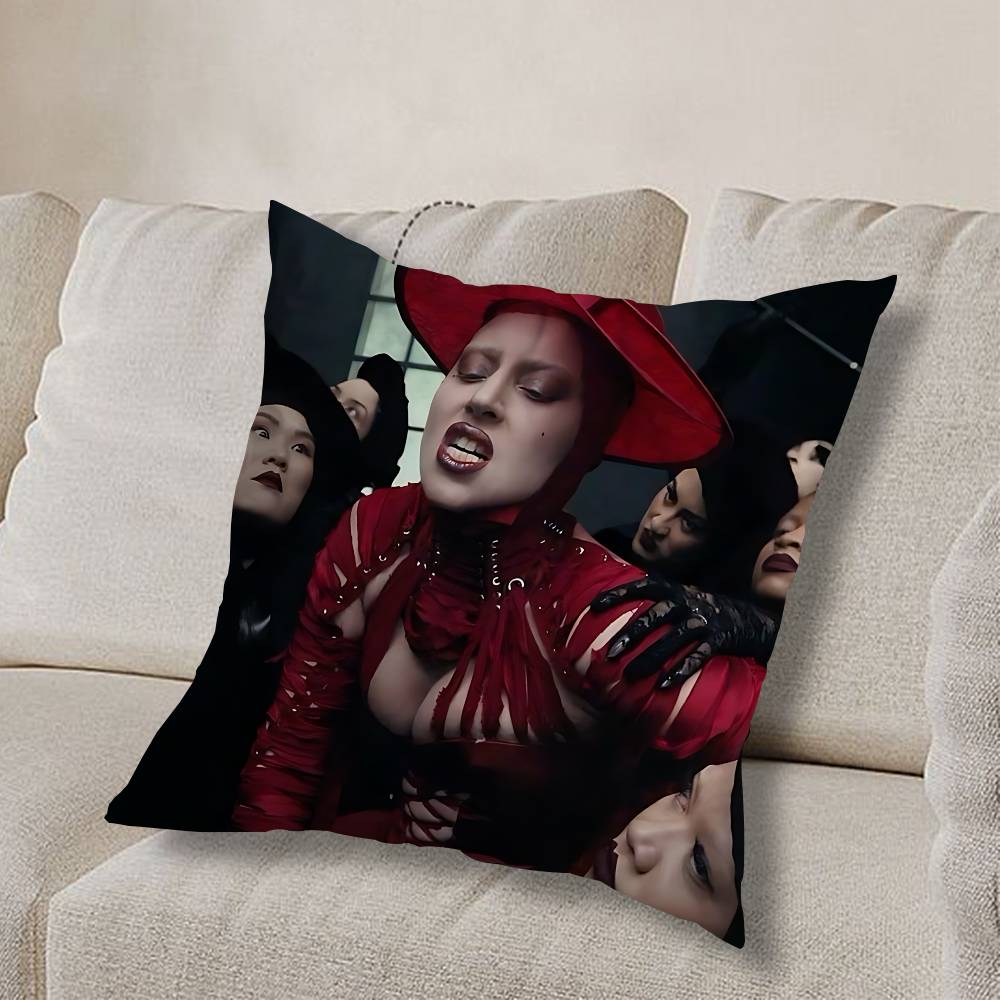 Mayhem L-Lady Gaga ART Pillow Case Square Double-Sided Printing Short Plush Sofa Cushion Cover Bedroom Bedside Pillow