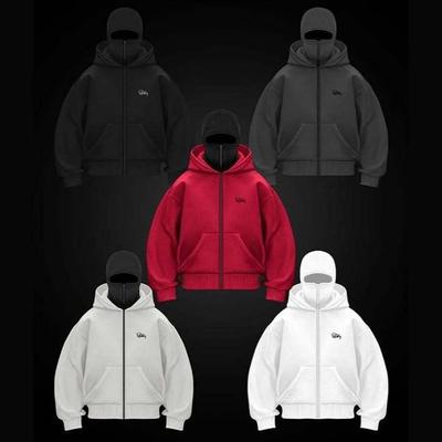 2025 American Trendy Double Hood Zipper Cardigan Hoodie - Couple Style, Windproof, High Street Fashion