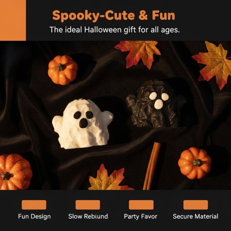 Halloween Ghost Squeezable Toy Slow Rising Soft Little Spooky Phantom Squeeze Stress Relief Fidget Toy Anti Anxiety Sensory