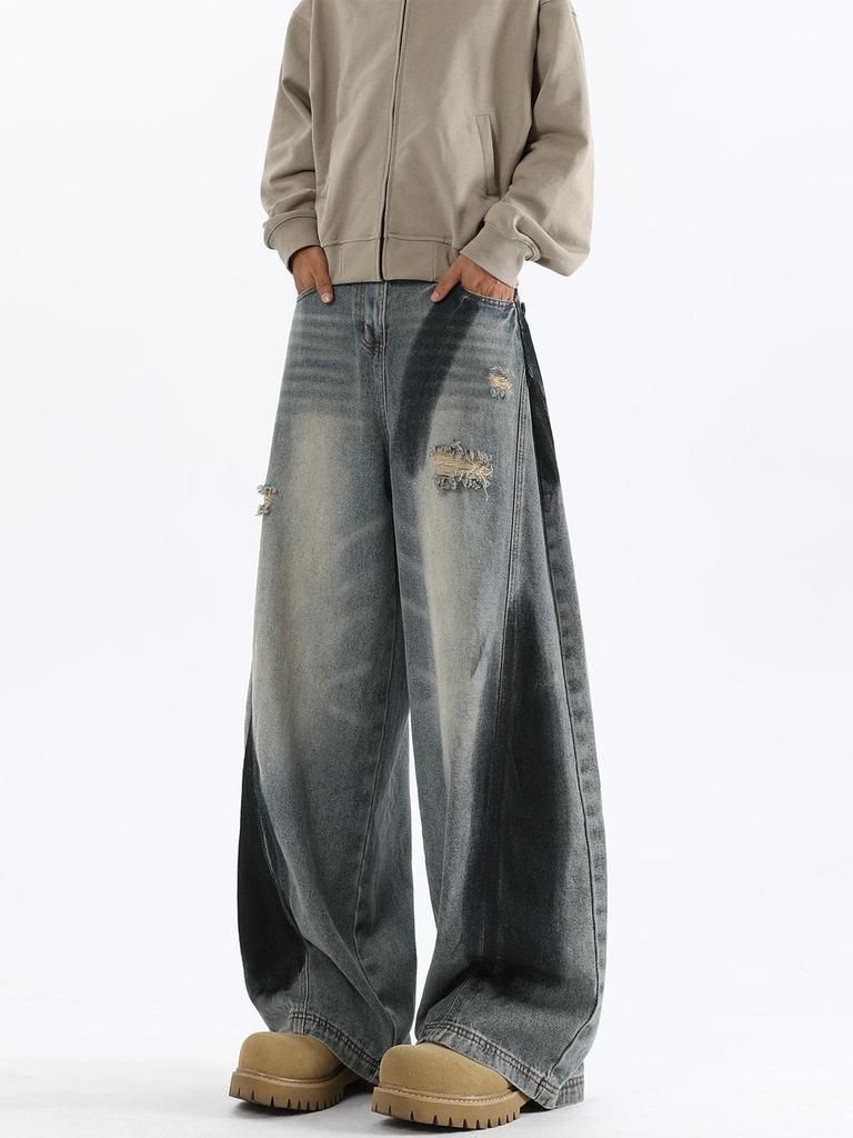 Men's Autumn Retro Wide-Leg Distressed Flare Jeans