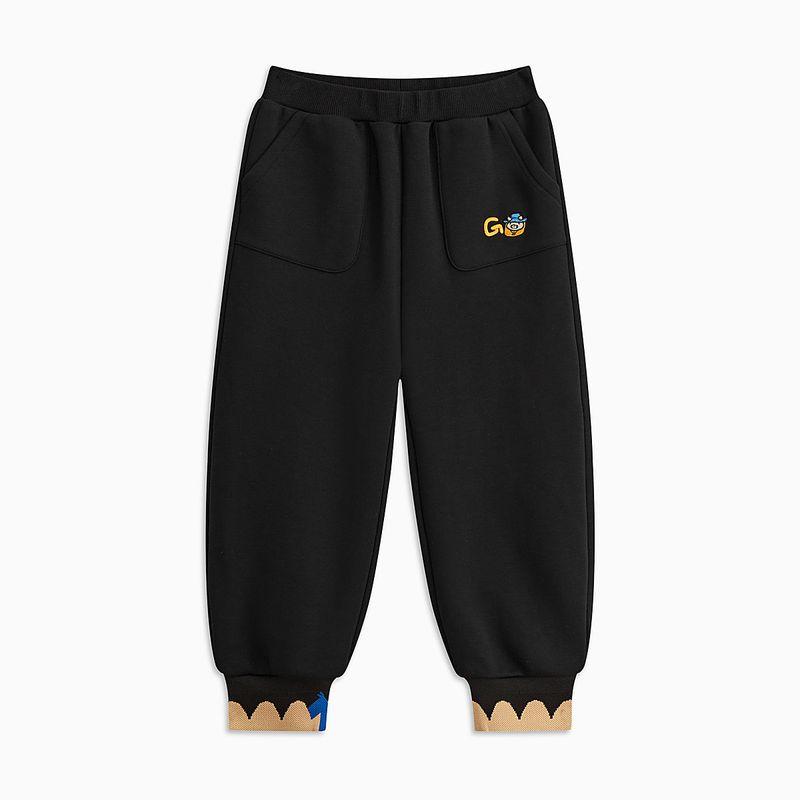 [Vip] Mqd Children s Clothing Boys  Winter Fleece-Lined Knit Pants, Warm Sports Pants, Sweatpants, Long Pants for Older Children Black 140