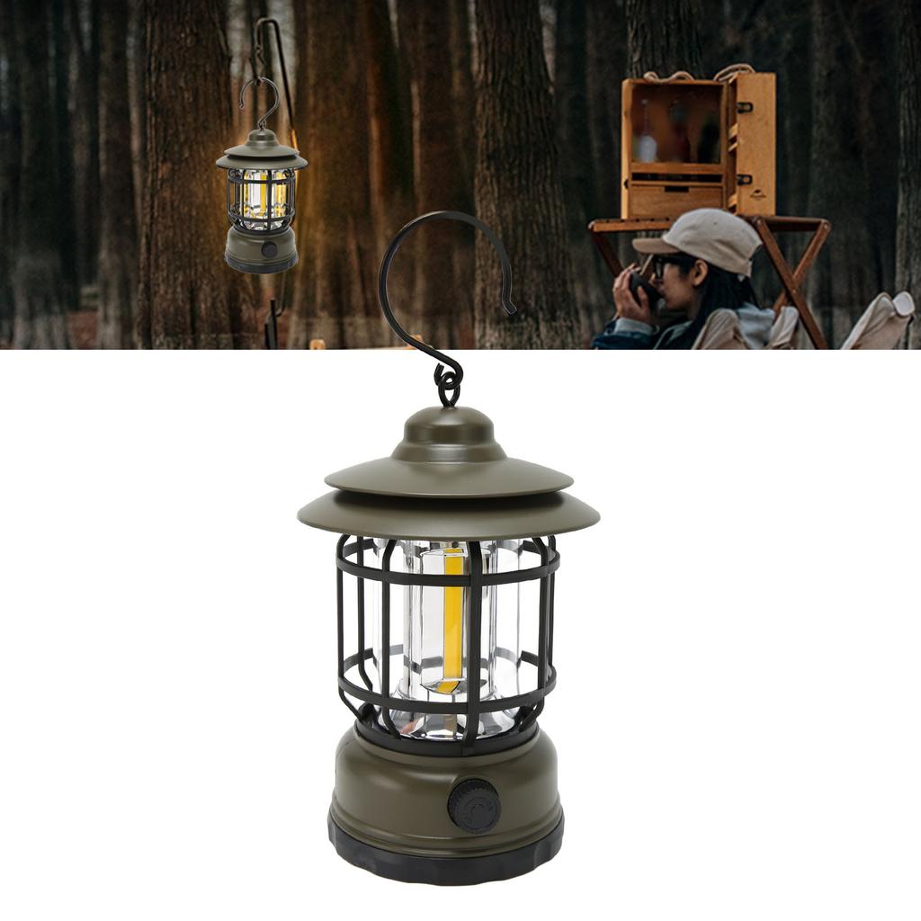 Vintage Camping Lantern IPX4 Waterproof Eye   USB Re Able Decorative Portable COB Tent Lamp with Hook