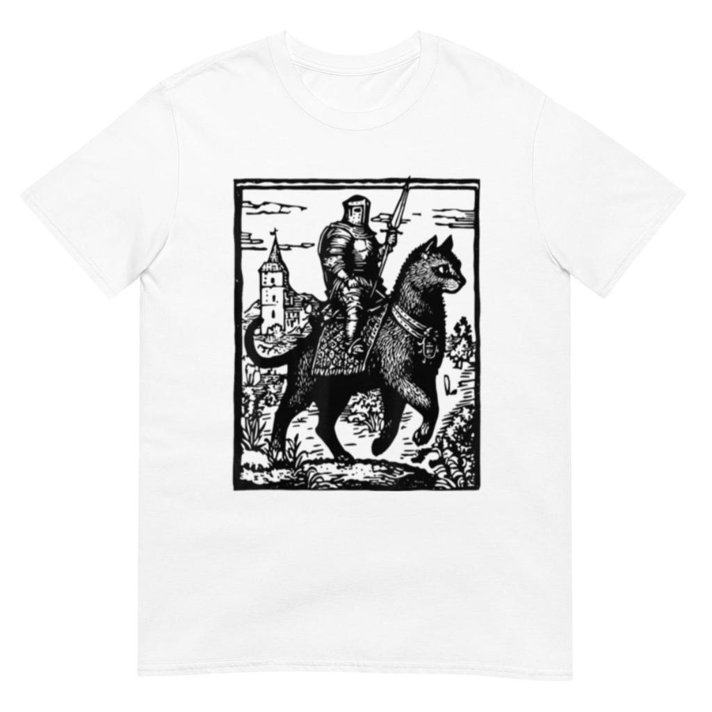 Knight Cat Rider Vintage T-Shirt, Medieval Design