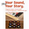 Personalized Sound Keepsake Programmable Vinyl Record Player Fridge Magnet with 9 NFC Music Records, Retro Aesthetic Magnetic Decorative LED Light Box