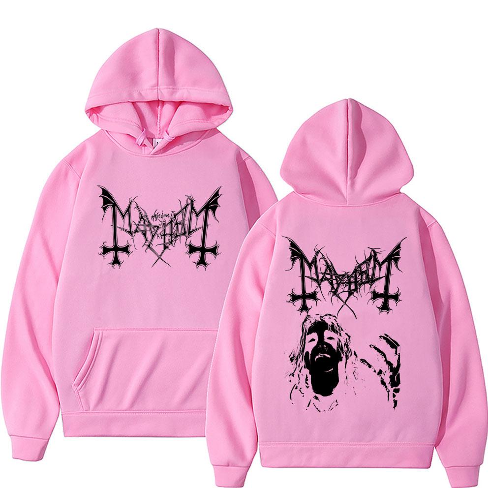 Mayhem Graphic Hoodie Men's Retro Death Black Metal Rock Band Sweatshirt Unsiex Fashion Oversized Fleece Cotton Pullover Hoodies