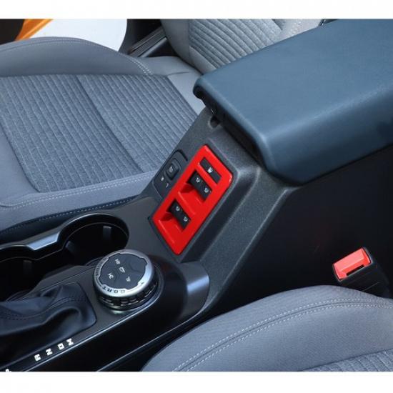 ABS Window Switch Trim Cover Interior  Accessories For Ford Bronco + Red
