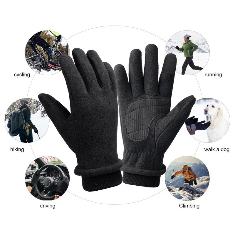 Warm Winter Gloves Outdoor Sports Touchscreen Compatible Windproof Anti-Slip Stretch Cuff Adult Unisex