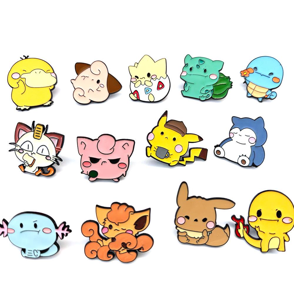 Cartoon Pokemon Monster Brooches: Charmander, Pikachu & Squirtle Pins
