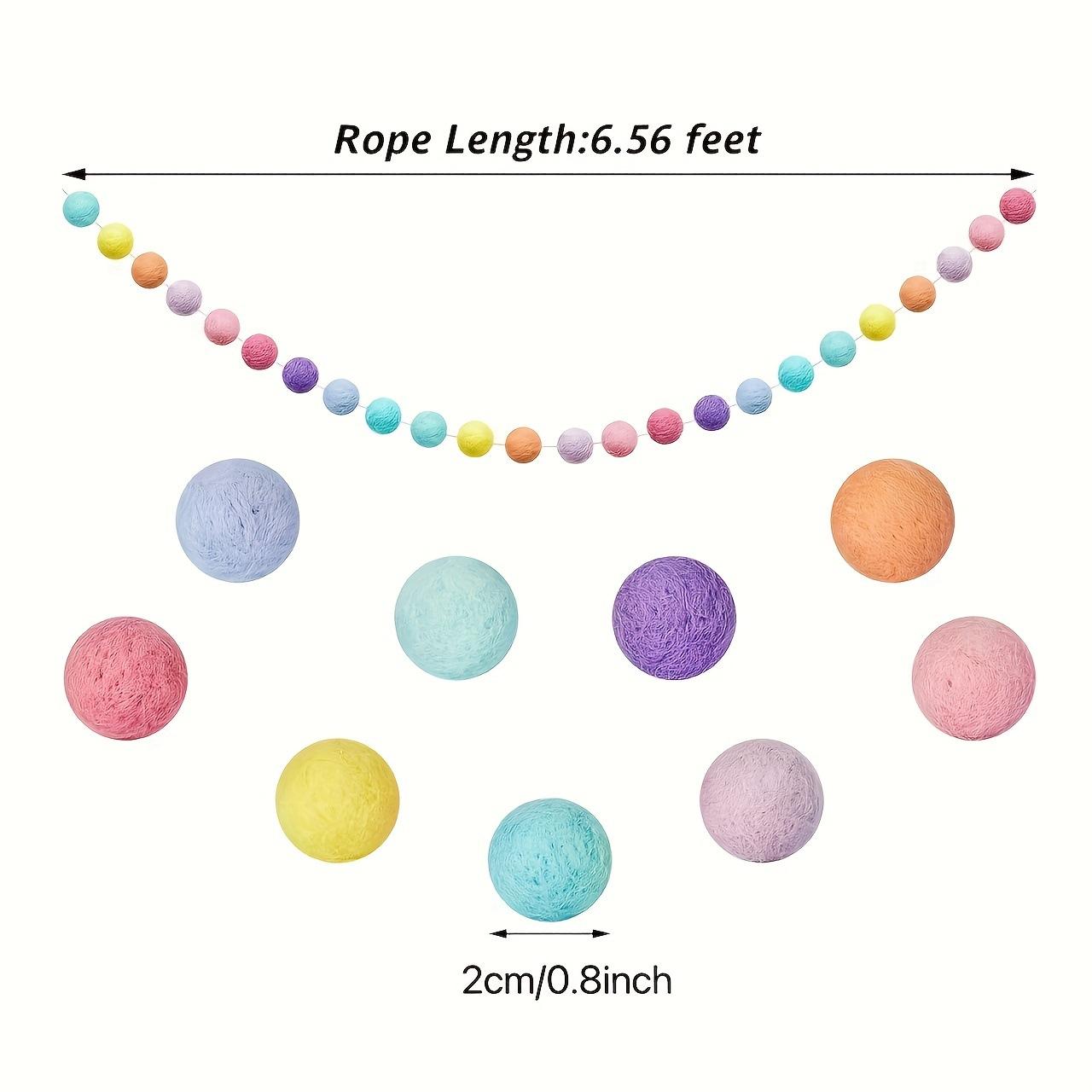 

Felt Ball Garland Colored Pompon Garland, 200cm Long 24-Ball Garland Suitable for Mardi Gras Easter New Year Valentine Walls