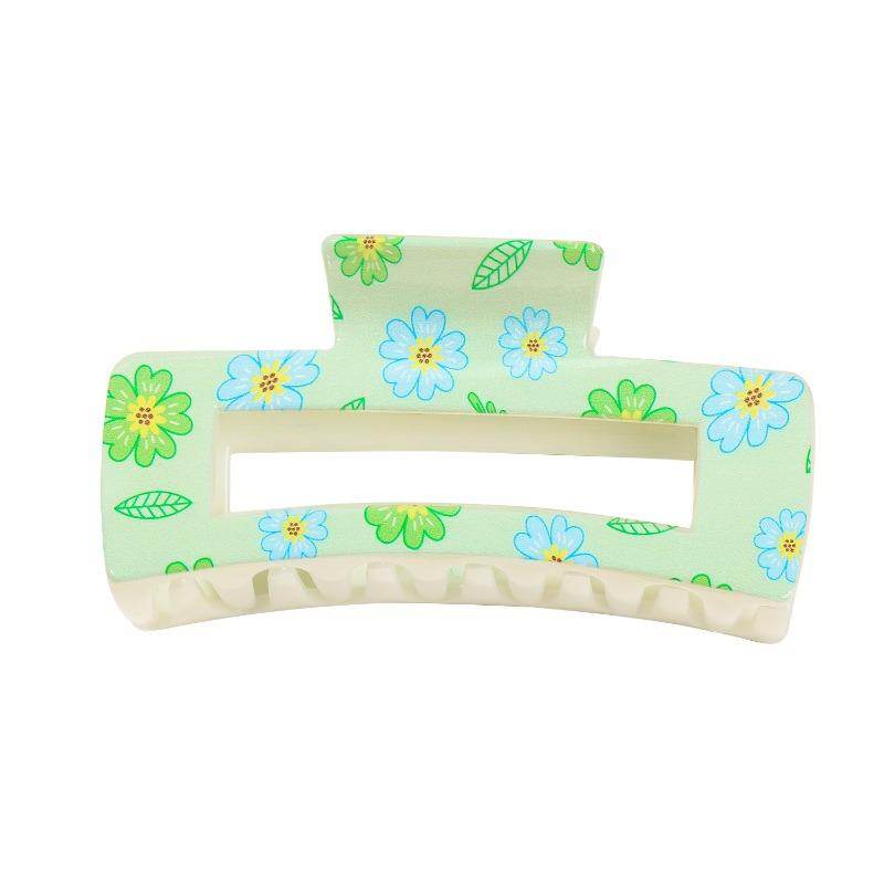 Uv-printed Square Hair Clips with A High-end Look. The Shark Clip Is Half-tied At The Back of The Head