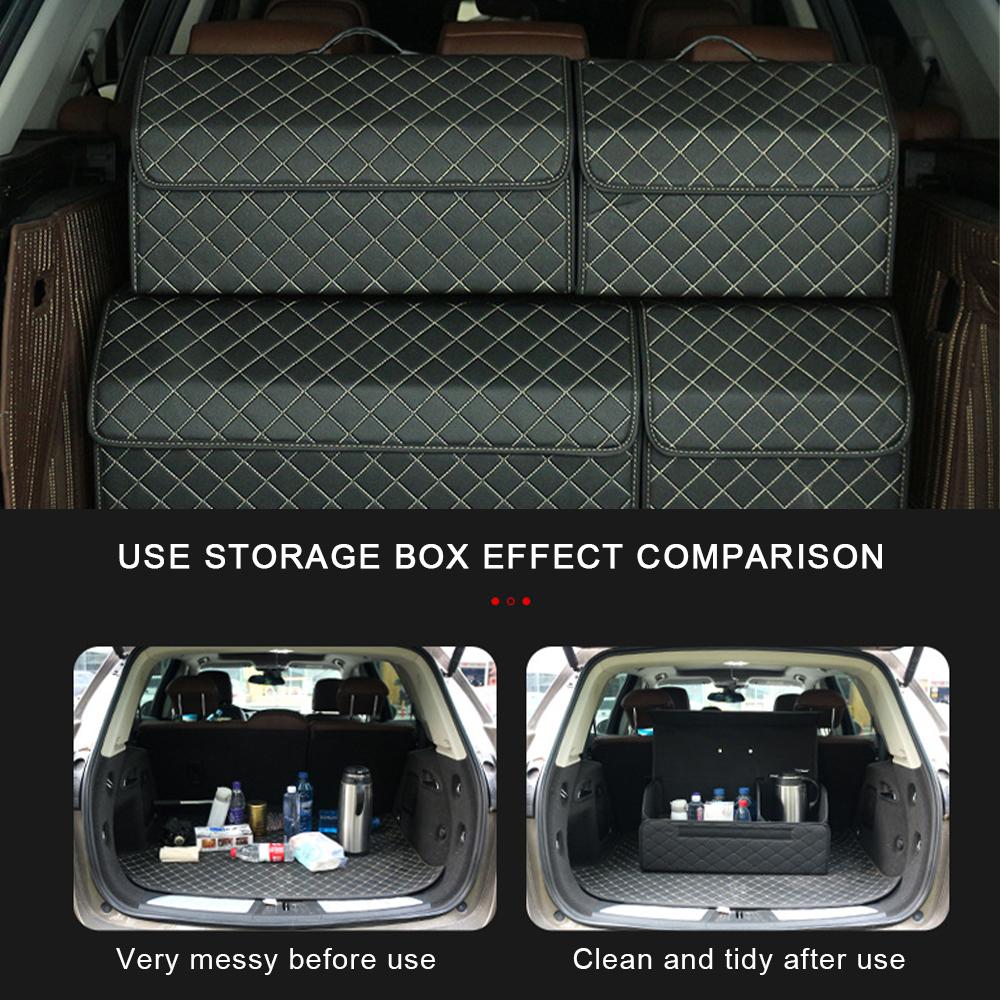 Collapsible Car Trunk Storage Box High Capacity Organizer In The Car PU Leather Trunk Tool Box Auto Accessories Storage Bag