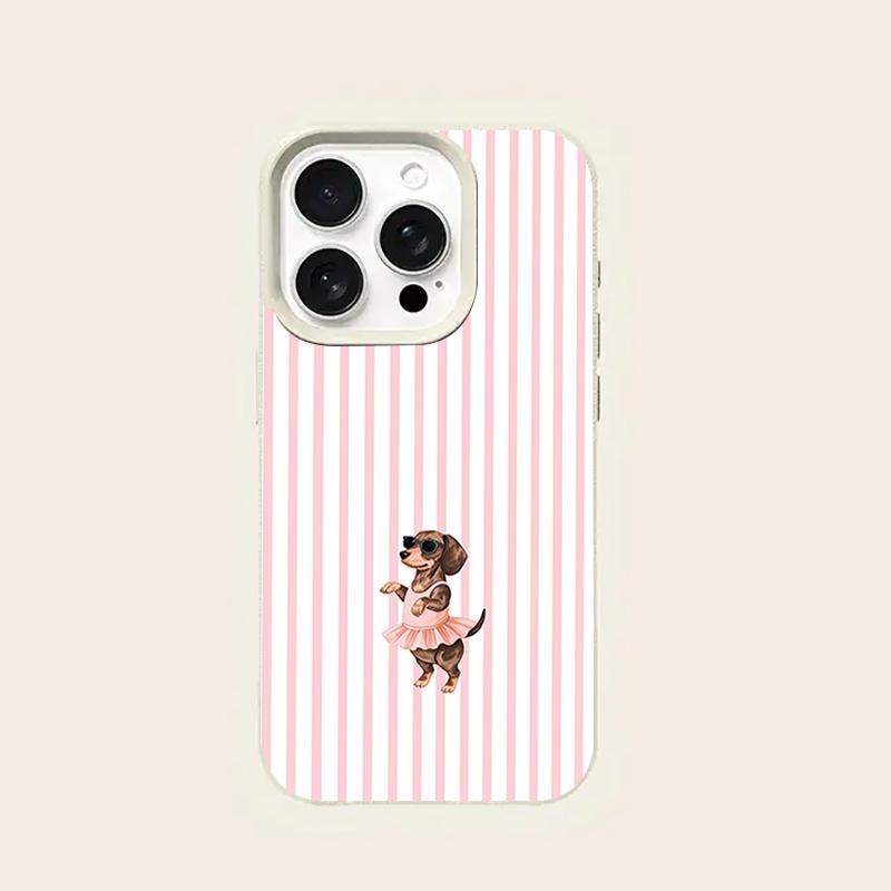 Dress Puppy Stripes Lychee Texture Silicone Phone Case For iPhone 17 Pro Max 14 Plus 11 12 13 14 15 16 Pro 17 Air Soft Cover