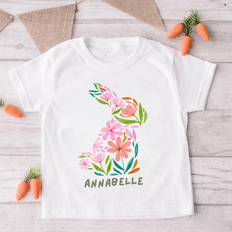 Personalized Spring Flower Bunny Shirt - Custom Easter Gift 120