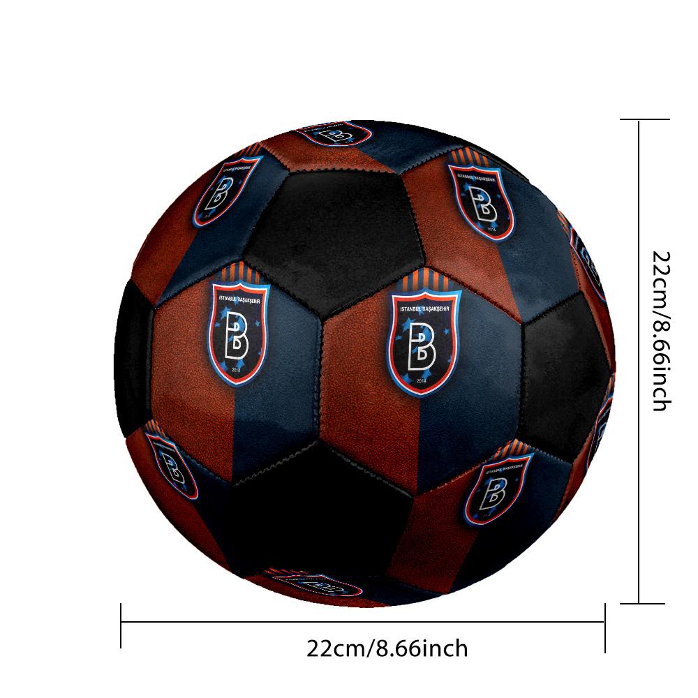 Ballon de Football Başakşehir d'Istanbul Coloré Tous Âges Cousu à la Machine PVC Prêt pour la Compétition Durable Haut Rebond.TAILLE5
