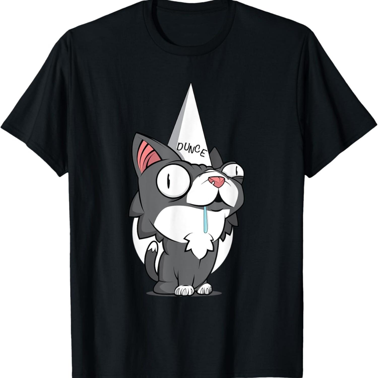 

Dunce Cat Duncing Hat Cap Cats Funny Slow Stupid Kitty Meme T-Shirt S чёрный