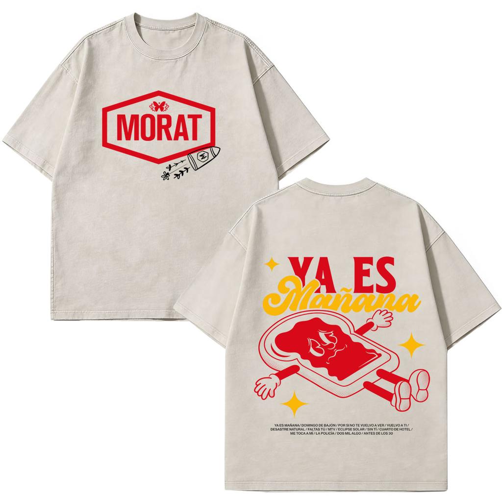 Band Rock Music Morat Tour 2026 Print Vintage Washed T-shirts Men Women Hip Hop T Shirt Loose Cotton Fashion Clothing T-shirts