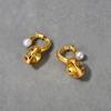 Retro Fashionable Inlaid Removable Yellow Diamond Love Stud Earrings Pearl Earrings Fashionable Simple Temperament Earrings Women