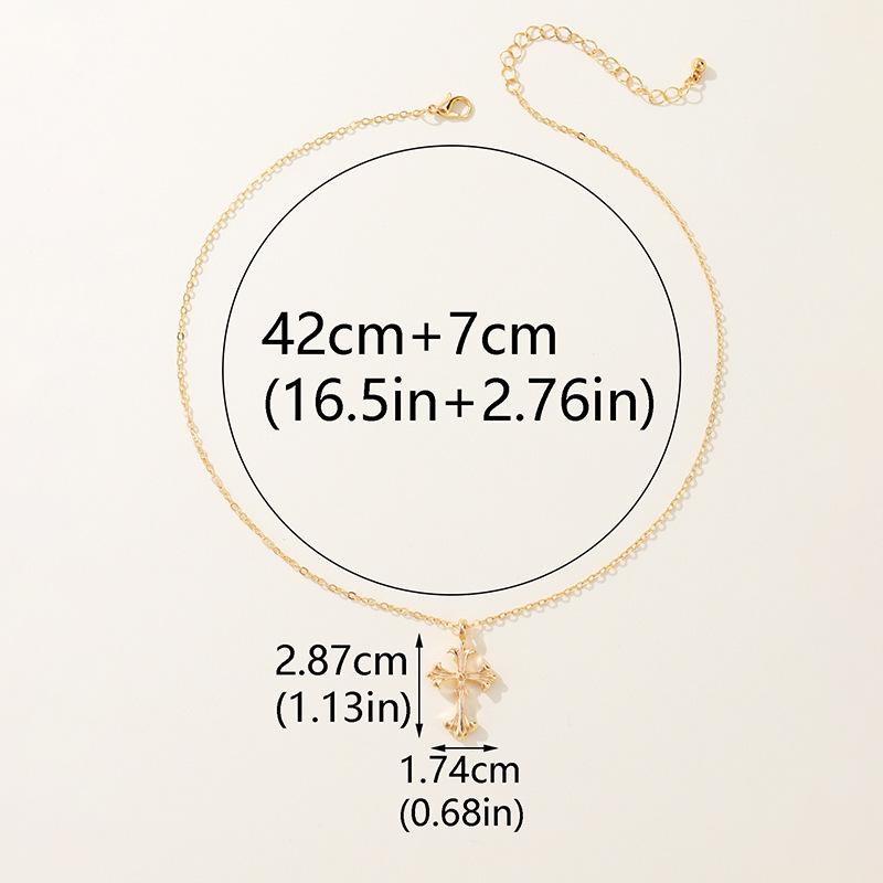 2024 European & American Elegant Metal Cross Pendant Necklace - Women's Trendy, Versatile Design