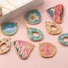 1PC 304 Stainless Steel Pendants 18K Gold Plated Multicolor Flower Natural Scenery Printed Charms for DY Necklace Jewelry Making