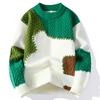 Herrenbekleidung Herbst Winter Rundhals Pullover Laterne Langarm Kontrastfarbe Schraubgewinde Pullover Gestrickte Freizeit-Tops