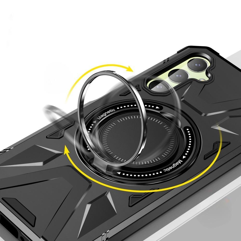 Case for Samsung Galaxy A25 5G, for MagSafe, Armored with Stand, Black + 9H Glass