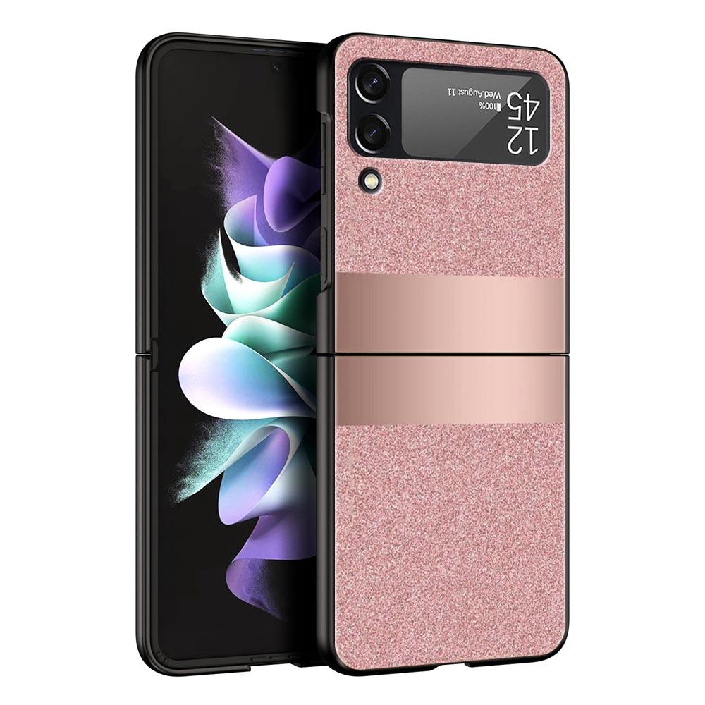 Gold Pink Rose Glitter Hearts Phone Case for Samsung Galaxy Z Flip 3 4 5 Shell For Samsung Z Flip3 Flip4 Hard PC Bumper Cover