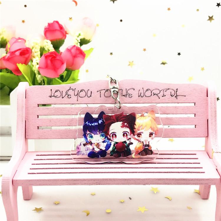 Anime Games Key Rings Demon Slayer Cartoon Character Acrylic Keychain Metal Decoration Accessory Gift Pendant