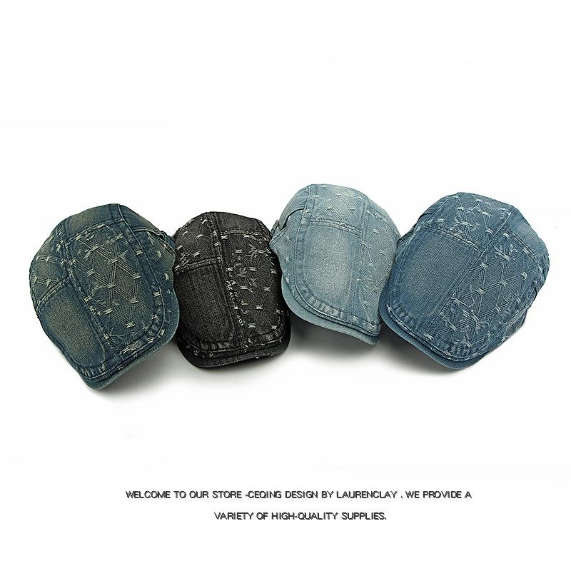 Denim Beret Women British Vintage Forward Cap Men's Peaked Cap