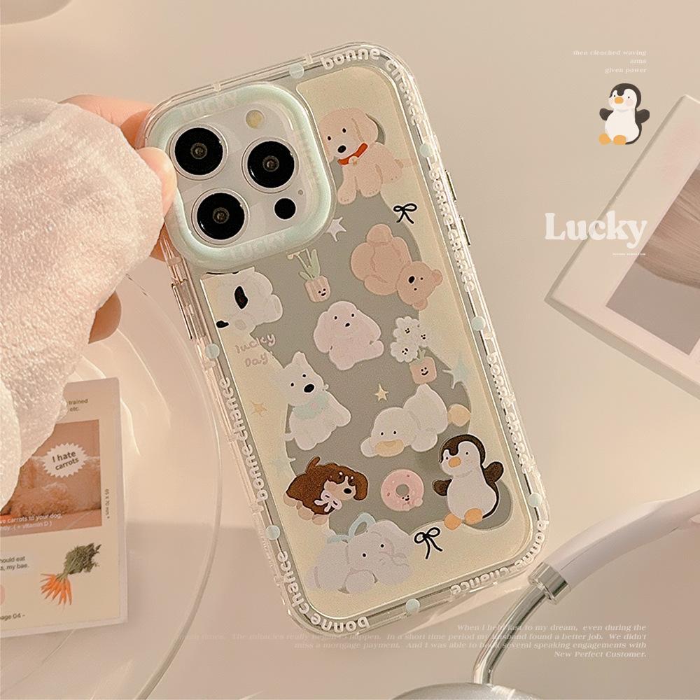 Cute Pet Mirror Suitable for 14ProMax Apple 15 Mobile Phone Case IPhone 16 Fun Cartoon 12 Anti Fall