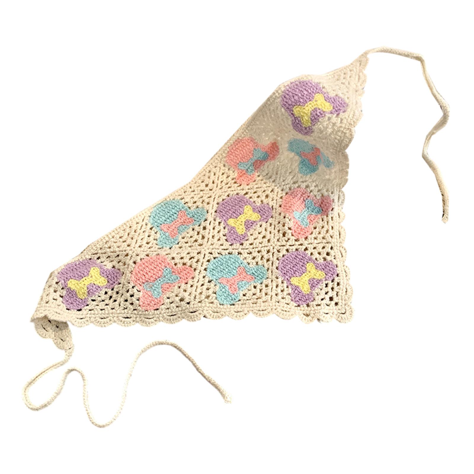 

Платок для волос Цветочная бандана Фото реквизит Ажурный вязаный крючком вишневый тюрбан для взрослых Детский головной убор в стиле фей и звезд Cottagecore D