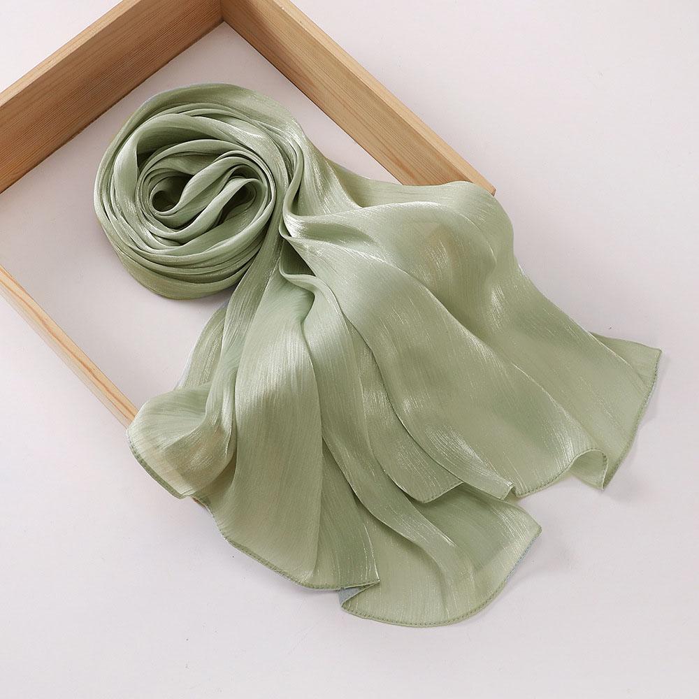 

New 70*175Cm Island Satin Chiffon Hijab Khimar Arabic Islam Muslim Scarf Women Shimmer Musulmans Femme Crepe Smooth Bright Shawl