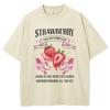 Strawberry Fruit Print Women's Wash T-Shirt Loose Oversized Cotton Comfortable Top Short Sleeve Basic Cute Tees