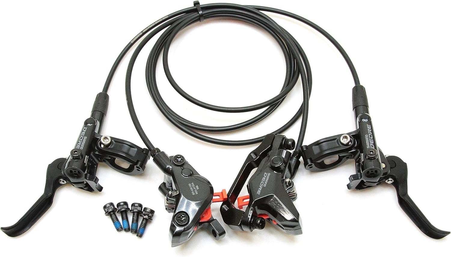 

Высокопроизводительные гидравлические дисковые тормоза Shimano DEORE (BL-M6100, BR-M6100) (Комплект передний и задний, черный, без роторов)