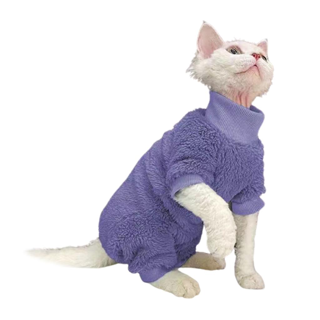 Einfarbiger Katzenpullover für kleine bis große Katzen Winddichter dicker Mantel für Winter Outdoor