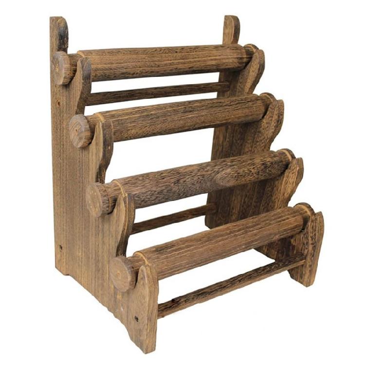 4 Tiers Wooden Bracelet Holder Bangle Watch Necklace Display Tower Stand 1