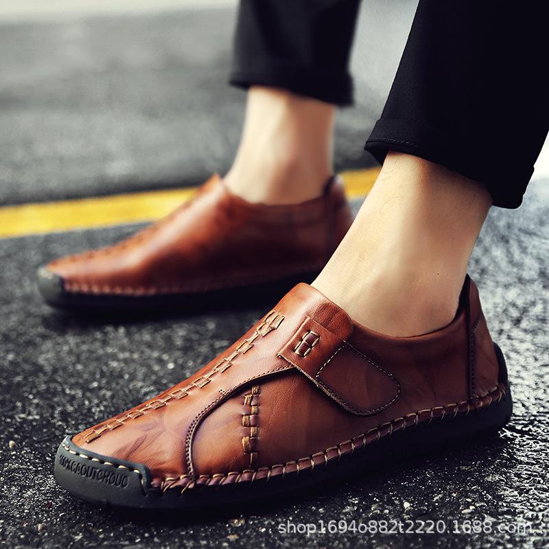 Foreign Trade New Autumn Doudou Shoes Men's Casual Shoes Lazy Leather Shoes Trendy Shoes Fashionable Korean Version Men's Shoes Large Size