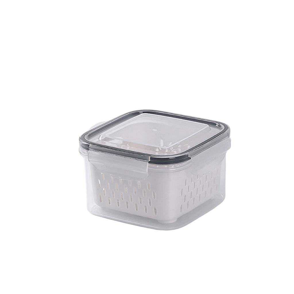 Praktischer Abtropfkorb Gemüse- und Obstaufbewahrungsbox für Kühlschrank Doppellagige Lunchbox Frischebox Behälter
