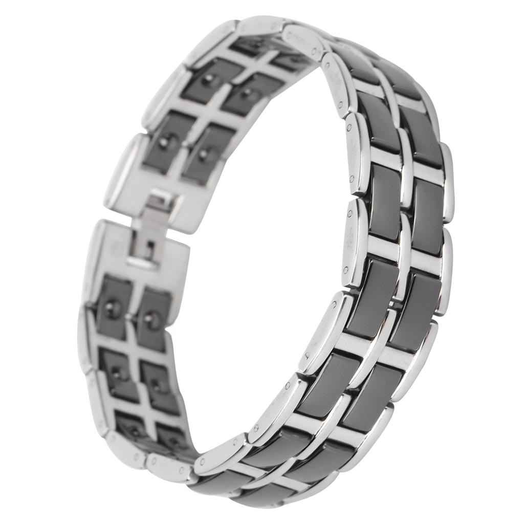 Bransoletka Magnetyczna Prosta Stal Tytanowa Czarna Bransoletki do Terapii Magnetycznej na Uśmierzenie Bólu