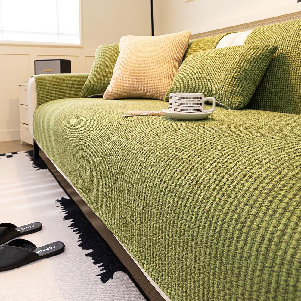 

Simple Imitation Cotton And Linen Sofa Cushion Universal In All Seasons New Linen Sofa Seat Cushion Non-Slip Cover Towel 70*70cm зелёный