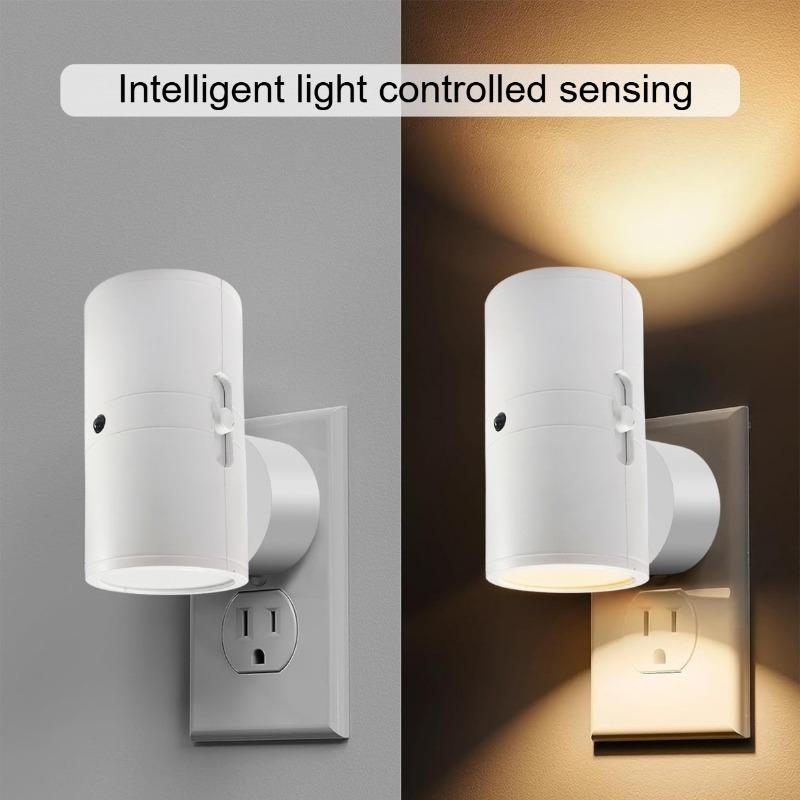 Modern LED Night Light Plug In 3 Colors Temperatures Dimmable Nightlight with Light Sensor for Bathroom Hallway Bedroom Stairway