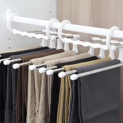 5 In 1 Platzsparender Hosenbügel Zusammenklappbarer Handtuch Krawatten Haken Multifunktionaler Kleider Hosenständer Schrank Organizer Aufbewahrung
