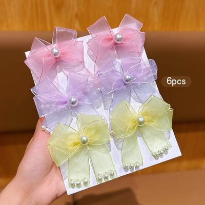6 Colorful Fashionable Bow Hair Clips, Sweet and Stylish Hair Accessories Suitable for Daily Use